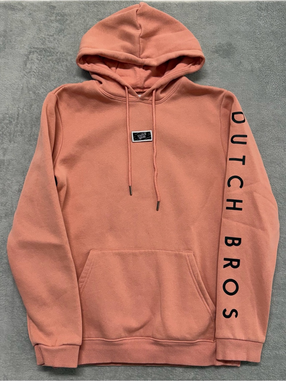 Dutch Bros Hoodie Adult Large Pink Fleece Pullover Pocket Center Logo Sweatshirt